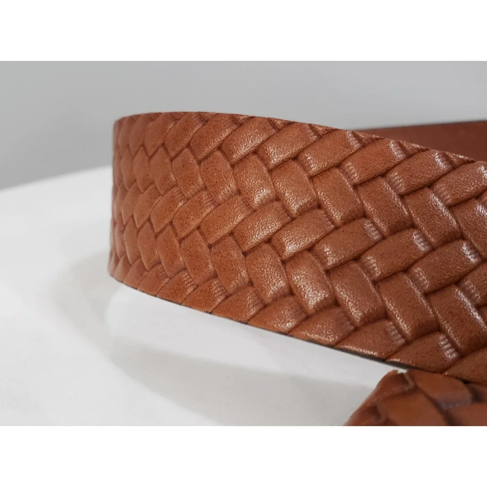 Jack & Jones Leather brown braided men's belt‎ dress up church wedding JACKLEO